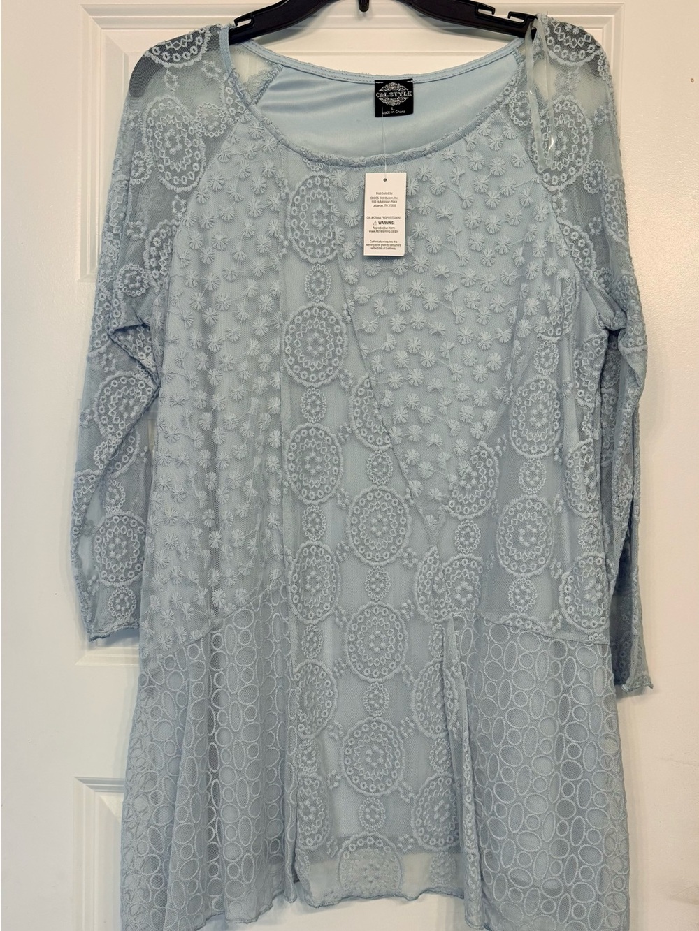 Altar'd State Light Blue Embroidered Lace Long Sleeve Tunic
